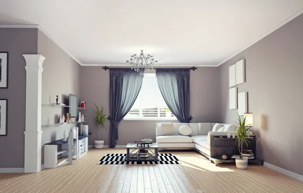 Картинка комната, диван, мебель, интерьер, окно