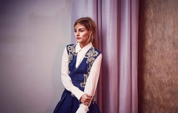 Грусть, взгляд, девушка, рубашка, Olivia Palermo
