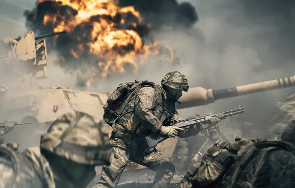 Взрыв, оружие, атака, солдат, Battlefield, video game, EA Games, Poster