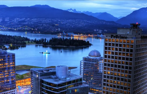 City, Canada, night, Vancouver