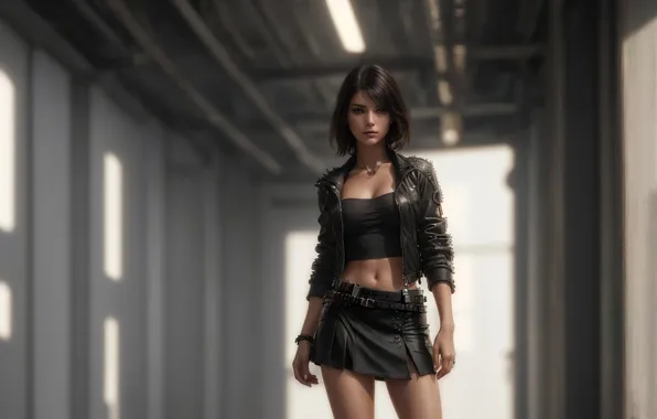 Girl, fantasy, art, cyberpunk, digital art, fantasy art, jacket, fantasy girl