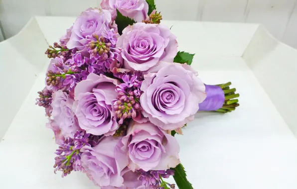 Картинка розы, букет, rose, свадьба, сирень, сиреневые, bouquet, lilac