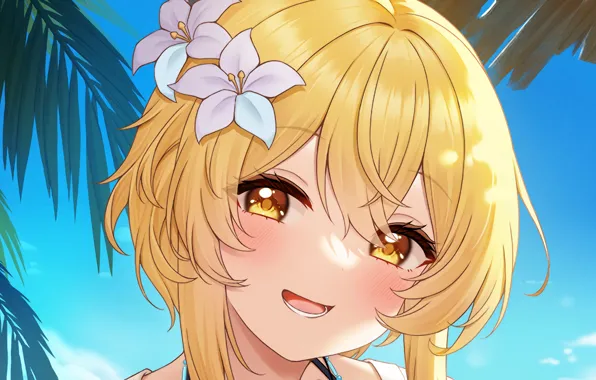Girl, long hair, smile, anime, beautiful, pretty, lips, face