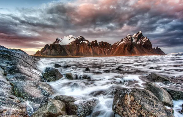 Картинка море, горы, Исландия