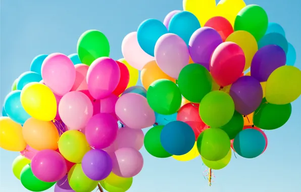 Шарики, воздушные шары, colorful, happy, sky, balloons