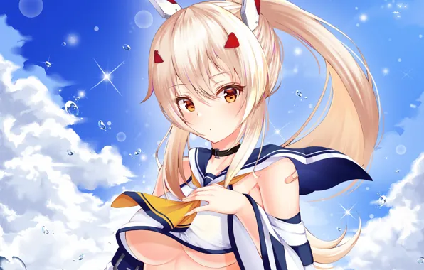 Girl, sexy, cleavage, long hair, boobs, anime, Ayanami, beautiful