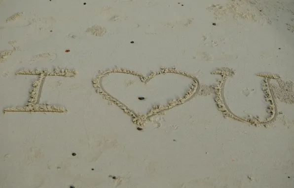 Песок, пляж, лето, любовь, надпись, сердце, love, beach