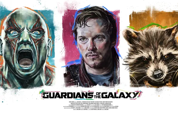 Rocket, Star-Lord, Guardians of the Galaxy, Gamora, Groot, Drax