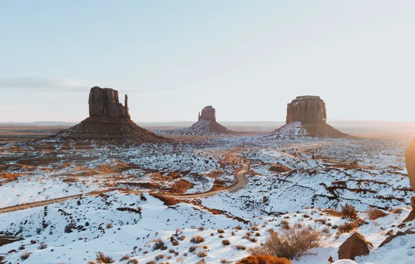 Снег, пейзаж, горы, Аризона, USA, США, Landscape, nature