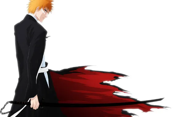 Аниме, Bleach, Блич, Ичиго Куросаки, Kurosaki Ichigo, Банкай, Белый фон.