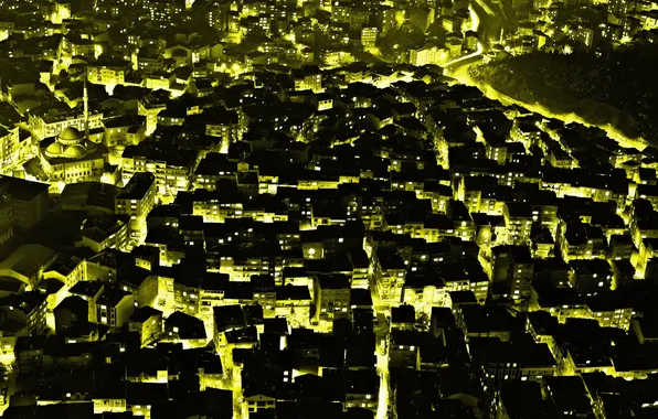 Ночь, огни, дома, текстура, панорама, Стамбул, Турция