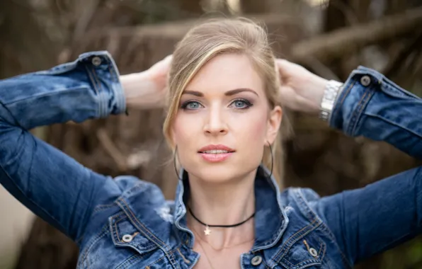 Картинка взгляд, девушка, лицо, волосы