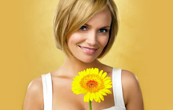 Картинка блондинка, с цветком, Кристин Ченовет