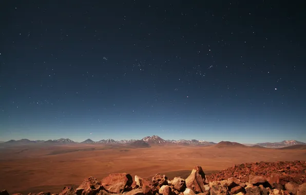 Картинка небо, звезды, горы, равнина, Чили
