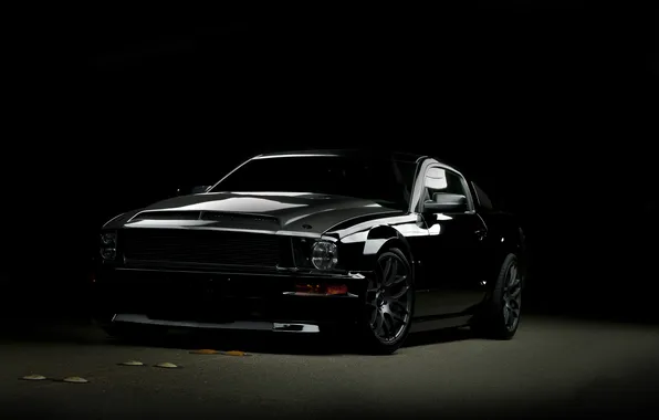 Чёрный, Ford, Shelby, GT500, мустанг, мускул кар, black, форд