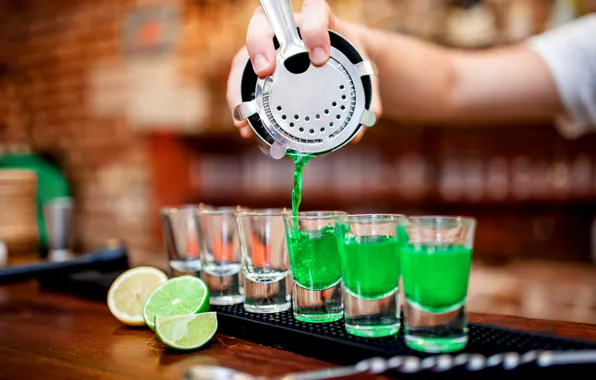 Картинка green, cocktail, glasses, bartender