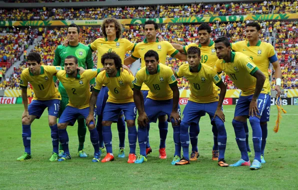 Картинка Hulk, Oscar, football, Brazil, David Luiz, Marcelo, Neymar, Daniel Alves