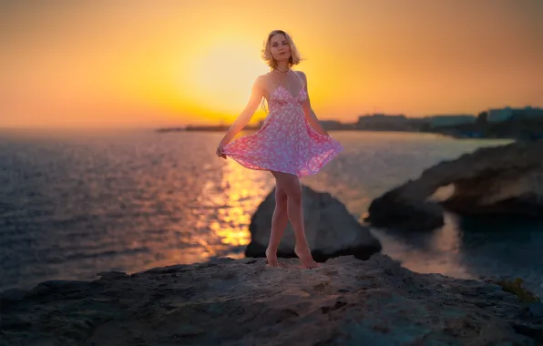 Картинка море, девушка, берег