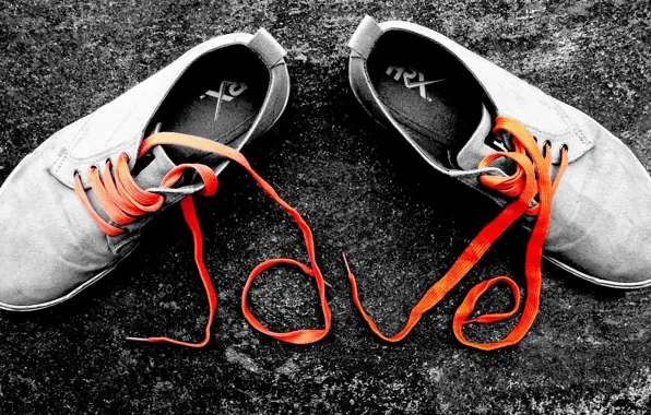 Orange, shoes, laces