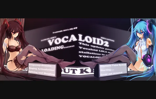 Девушки, Hatsune Miku, Vocaloid, Zatsune Miku