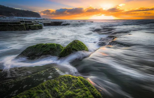 Море, пейзаж, закат