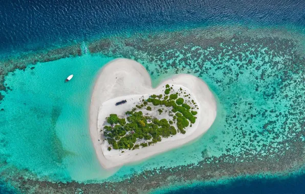 Океан, остров, рай, сверху, Мальдивы, лагуна, Republic of Maldives