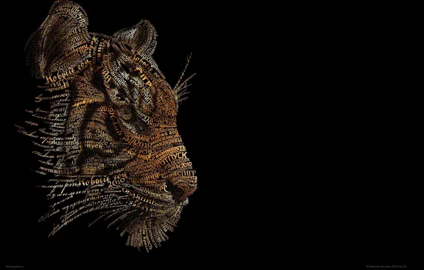 Картинка тигр, фон, чёрный