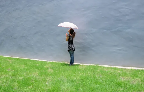 Девушка, зонтик, обои, японка