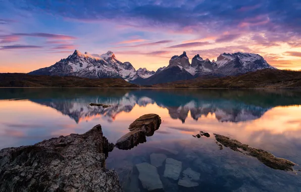 Горы, озеро, Чили, Патагония