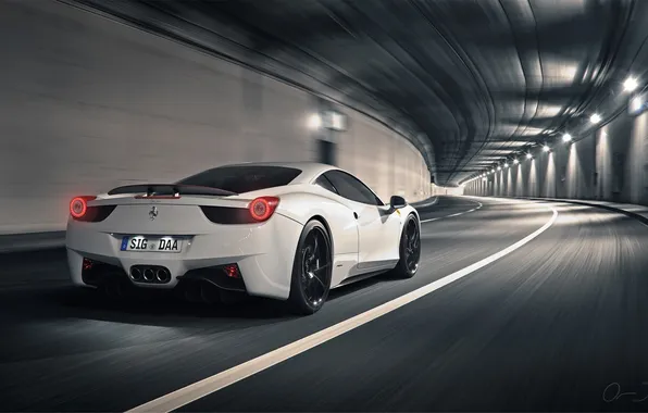 Картинка тоннель, феррари, в движении, ferrari 458 italia