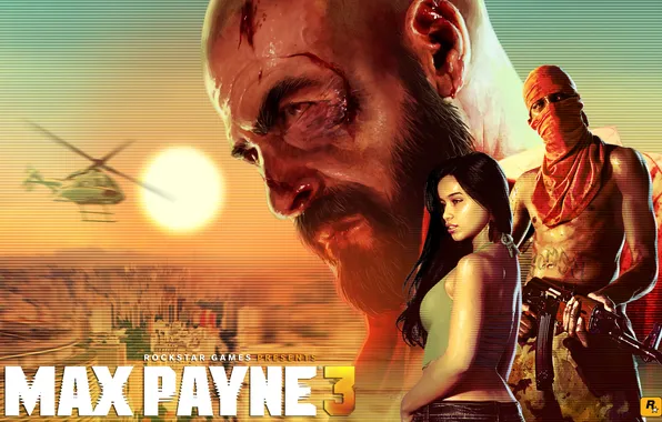 City, girl, ak-47, sun, helicopter, max payne 3