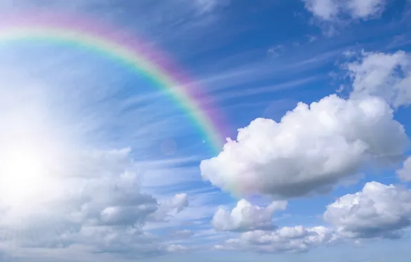 Небо, облака, природа, радуга, rainbow, sky, nature, cloud