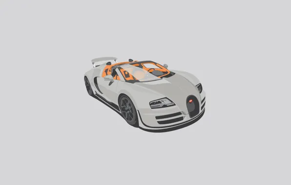 Bugatti, Grand, Veyron, White, Sport, Vitesse, Minimalistic