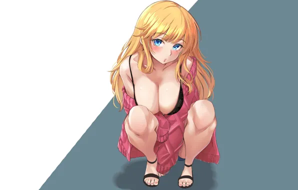 Kawaii, girl, hot, boobs, anime, blue eyes, pretty, blonde