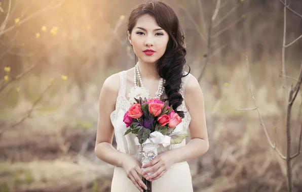 Картинка девушка, азиатка, невеста