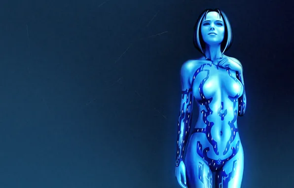 Девушка, Halo, голограмма, Cortana