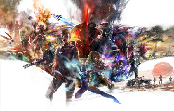 Mass effect, shepard, bioware, fan art, krogan, saren arterius, M35 Mako, trilogy