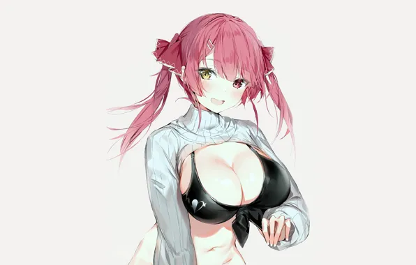 Girl, sexy, cleavage, pink hair, long hair, boobs, anime, beautiful
