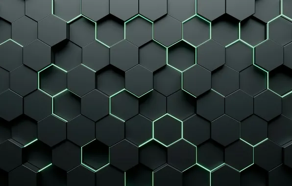 Картинка Abstract, Honeycomb, Hexagons, Dark background, 3D background, Dark abstract