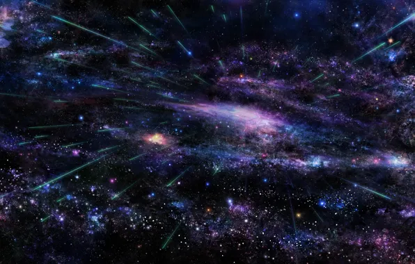 Картинка космос, звезды, полет, частицы, пространство, вселенная, вспышка, space