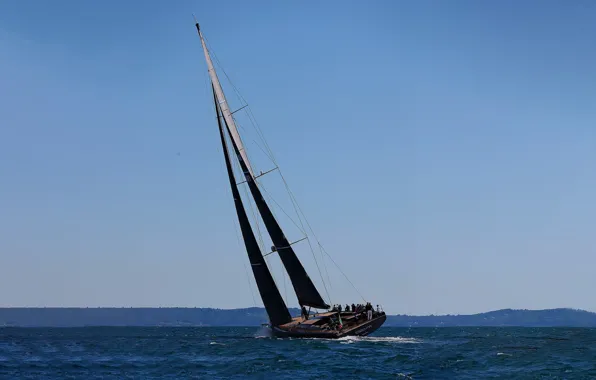 Море, движение, ветер, побережье, спорт, команда, паруса, плавание