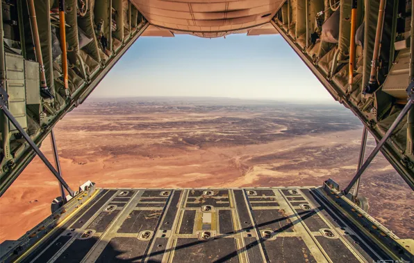 Небо, Горизонт, Пустыня, Lockheed C-130 Hercules, C-130 Hercules, HESJA Air-Art Photography, Рампа, ВВС Саудовской Аравии