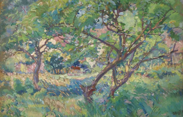 Пейзаж, картина, 1909, Karl Albert Buehr, Карл Альберт Бюр, Дом Художника. Вид Сквозь Деревья