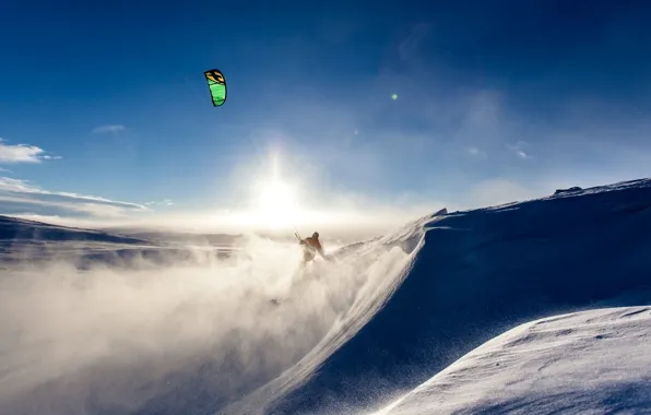 Sport, snowboard, sky, nature, snow, sail, Sky diving