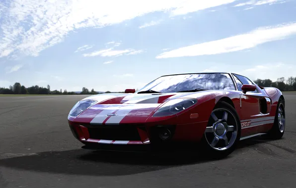 Красный, гонки, Ford GT, sportcar, Forza Motorsport 4