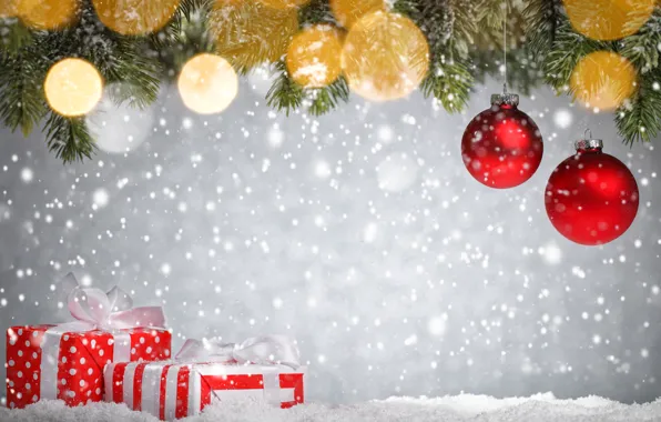 Картинка Новый Год, Рождество, christmas, balls, snow, merry christmas, decoration, xmas