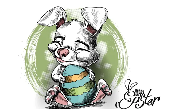 Картинка яйцо, кролик, Пасха, белый фон, крашенка