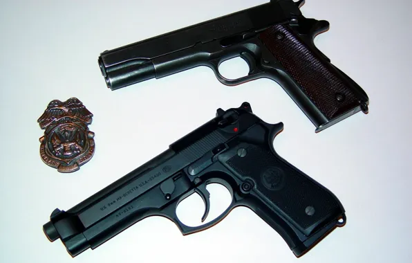 Картинка Colt, Пистолеты, Beretta, Полицейский значок