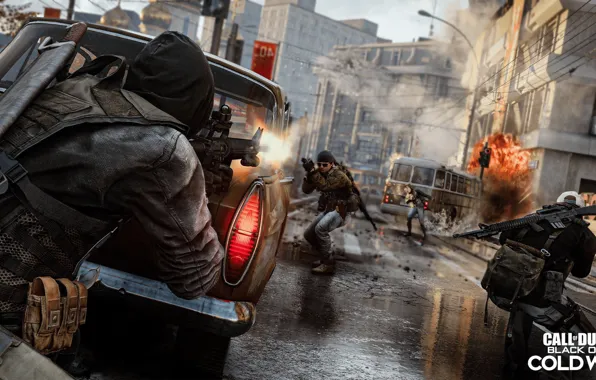 Машина, взрыв, оружие, улица, выстрел, автомат, перестрелка, activision