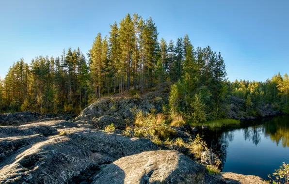 Water, lake, stones
